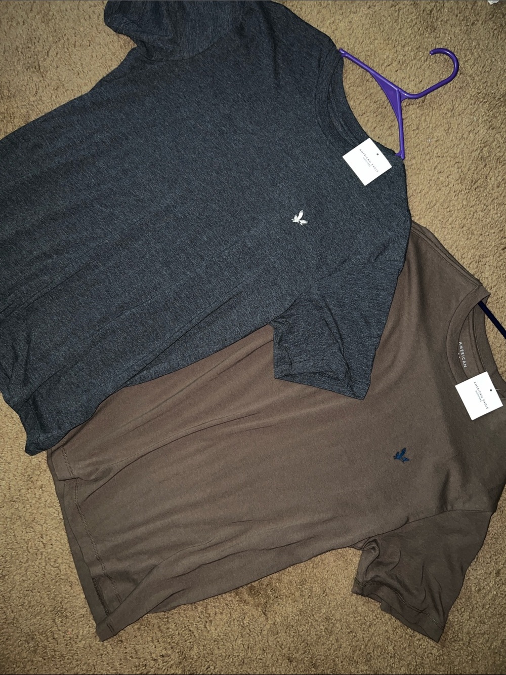 American Eagle Outfitters Short Sleeve Crew T-Shirts - Gray & Brown
